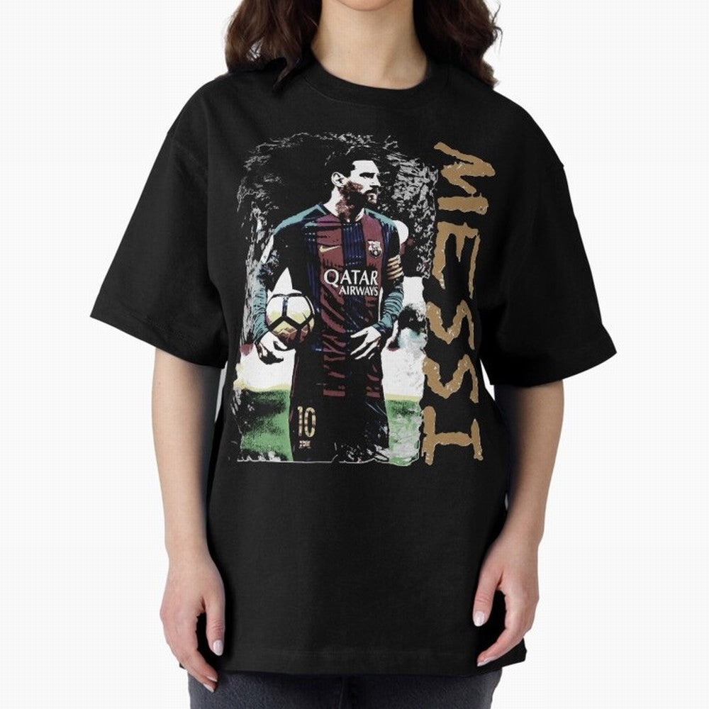 Messi Pop Art Portrait Oversized T-Shirt Live the Energy of the FIFA World Cup 2026 USA Canada Mexico Journey through Neymar Highlights, Brazil Pride, Worldwide Fan Energy, Dramatic Goals, Stadium Lights and Championship Celebrations; Great for