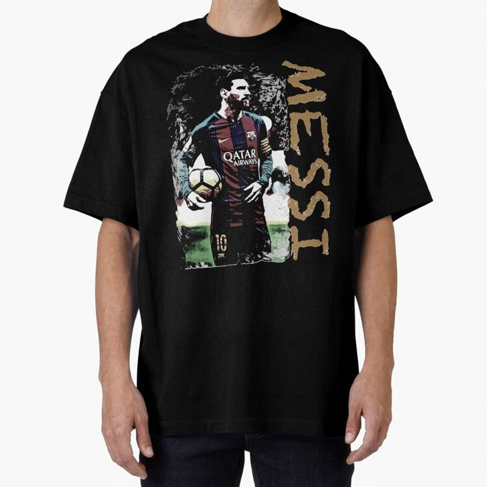 Messi Pop Art Portrait Oversized T-Shirt Live the Energy of the FIFA World Cup 2026 USA Canada Mexico Journey through Neymar Highlights, Brazil Pride, Worldwide Fan Energy, Dramatic Goals, Stadium Lights and Championship Celebrations; Great for
