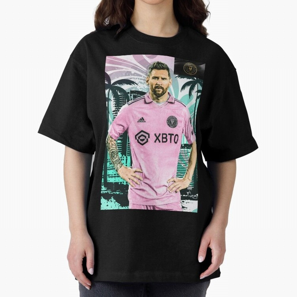 Messi Pop Art Portrait Oversized T-Shirt Live for the Drama of FIFA World Cup 2026 Built around Messi, CR7 and Mbappe, France Energy, Football Festival Excitement, Trophy Ambitions, Country Rivalries and Star Player Buzz; Great for Supporters Who