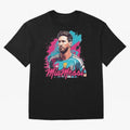 Messi Pop Art Portrait Oversized T-Shirt Show Fan Pride Across Match Day Hype around FIFA World Cup 2026 Group Stage, Neymar, Spain, Fan Favorite Moments, National Team Passion, Big Match Drama and Soccer History; Ideal for Passionate Fans Who Love