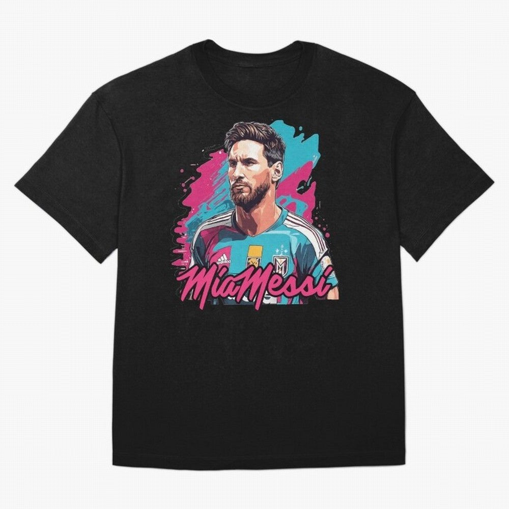 Messi Pop Art Portrait Oversized T-Shirt Show Fan Pride Across Match Day Hype around FIFA World Cup 2026 Group Stage, Neymar, Spain, Fan Favorite Moments, National Team Passion, Big Match Drama and Soccer History; Ideal for Passionate Fans Who Love