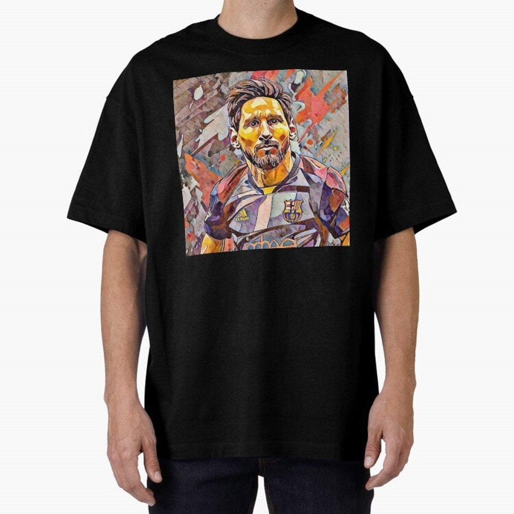 Messi art Oversized T-Shirt Feel the Trophy Chase of the FIFA World Cup 2026 Journey through Messi Highlights, Brazil Pride, Football Festival Excitement, Trophy Ambitions, Country Rivalries and Star Player Buzz; Ideal for Passionate Fans Who Love