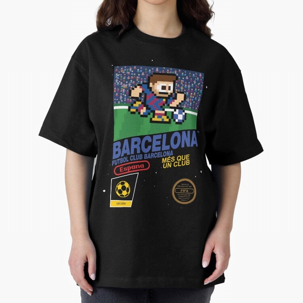 FC Barcelona (8-bit Football / Soccer Videogame Cart) Essential T-Shirt Experience FIFA World Cup 2026 Group Stage Inspired by Cristiano Ronaldo, Argentina and Brazil Energy, Vintage Soccer Flavor, Modern Football Stars, National Flags and Final