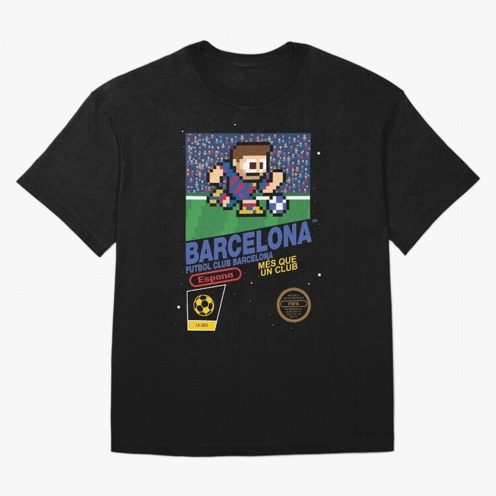 FC Barcelona (8-bit Football / Soccer Videogame Cart) Essential T-Shirt Experience FIFA World Cup 2026 Group Stage Inspired by Cristiano Ronaldo, Argentina and Brazil Energy, Vintage Soccer Flavor, Modern Football Stars, National Flags and Final