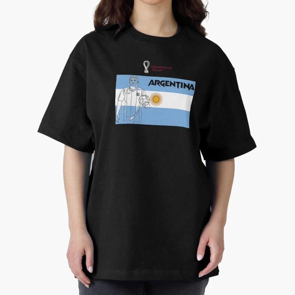 Argentina - FIFA World Cup - Qatar 2022 Oversized T-Shirt Remember the FIFA World Cup 2026 Journey through CR7 and Messi Highlights, France and Portugal Pride, Championship Spirit, Famous Goals, Roaring Crowds and International Football Unity;