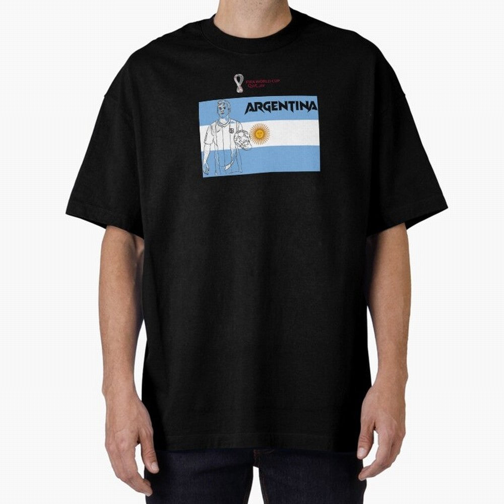 Argentina - FIFA World Cup - Qatar 2022 Oversized T-Shirt Remember the FIFA World Cup 2026 Journey through CR7 and Messi Highlights, France and Portugal Pride, Championship Spirit, Famous Goals, Roaring Crowds and International Football Unity;