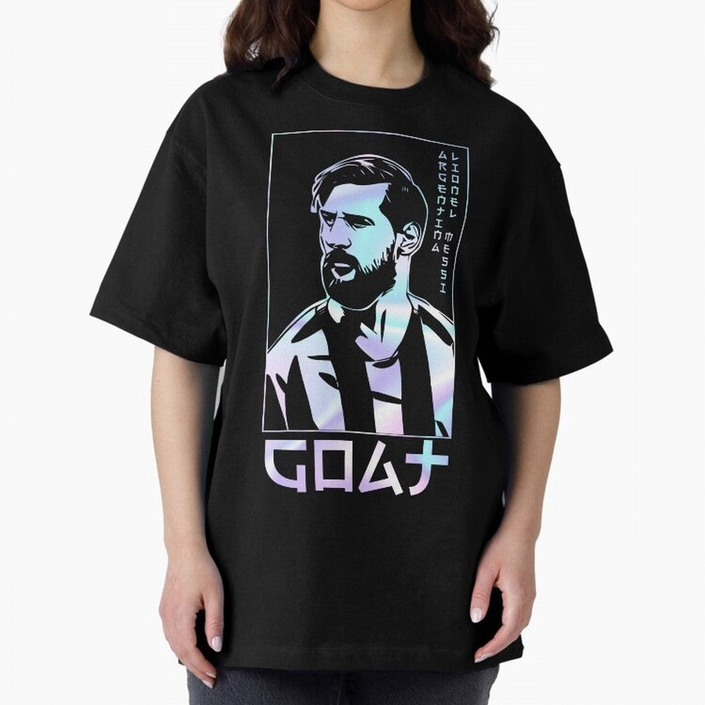 Lionel Messi Holographic Style Portrait art illustration Classic T-Shirt Relive Legendary Nights from FIFA World Cup 2026 USA Canada Mexico Highlighting Messi and Cristiano Ronaldo, Argentina Energy, Vintage Soccer Flavor, Modern Football Stars,
