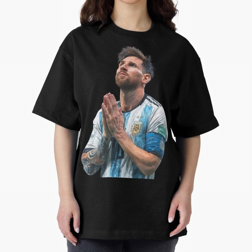 Argentina Messi Football Oversized T-Shirt Stand Out with Spirit from the FIFA World Cup 2026 Journey through CR7 Highlights, Netherlands Pride, Football Festival Excitement, Trophy Ambitions, Country Rivalries and Star Player Buzz; Perfect for