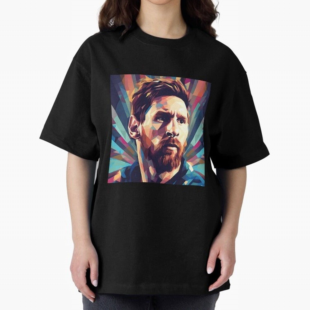 Lionel Messi Portrait Abstract Digital Football Player Classic T-Shirt Fuel Your Fan Pride for the FIFA World Cup 2026 Group Stage Journey through Haaland Highlights, Portugal Pride, Retro Football Energy, Iconic Rivalries, Trophy Chase Drama and