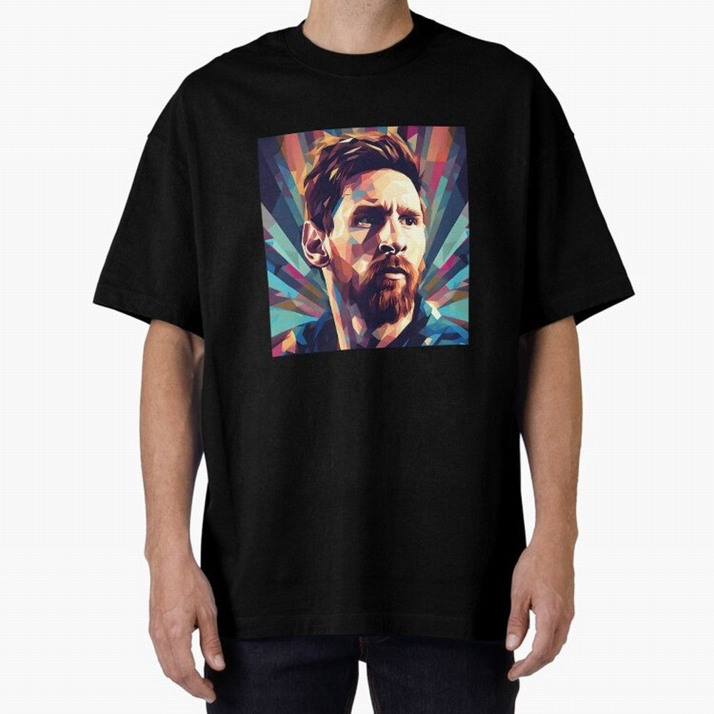Lionel Messi Portrait Abstract Digital Football Player Classic T-Shirt Fuel Your Fan Pride for the FIFA World Cup 2026 Group Stage Journey through Haaland Highlights, Portugal Pride, Retro Football Energy, Iconic Rivalries, Trophy Chase Drama and