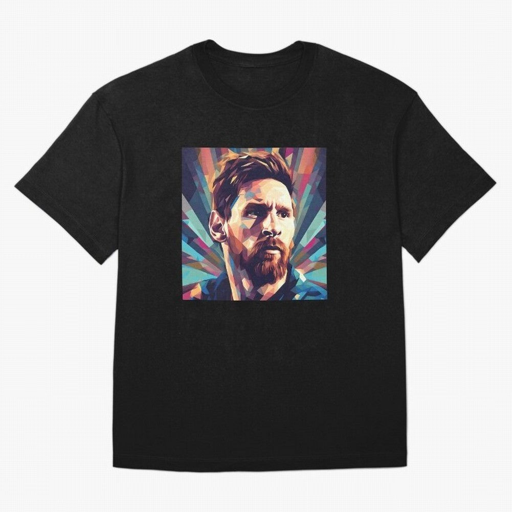 Lionel Messi Portrait Abstract Digital Football Player Classic T-Shirt Fuel Your Fan Pride for the FIFA World Cup 2026 Group Stage Journey through Haaland Highlights, Portugal Pride, Retro Football Energy, Iconic Rivalries, Trophy Chase Drama and