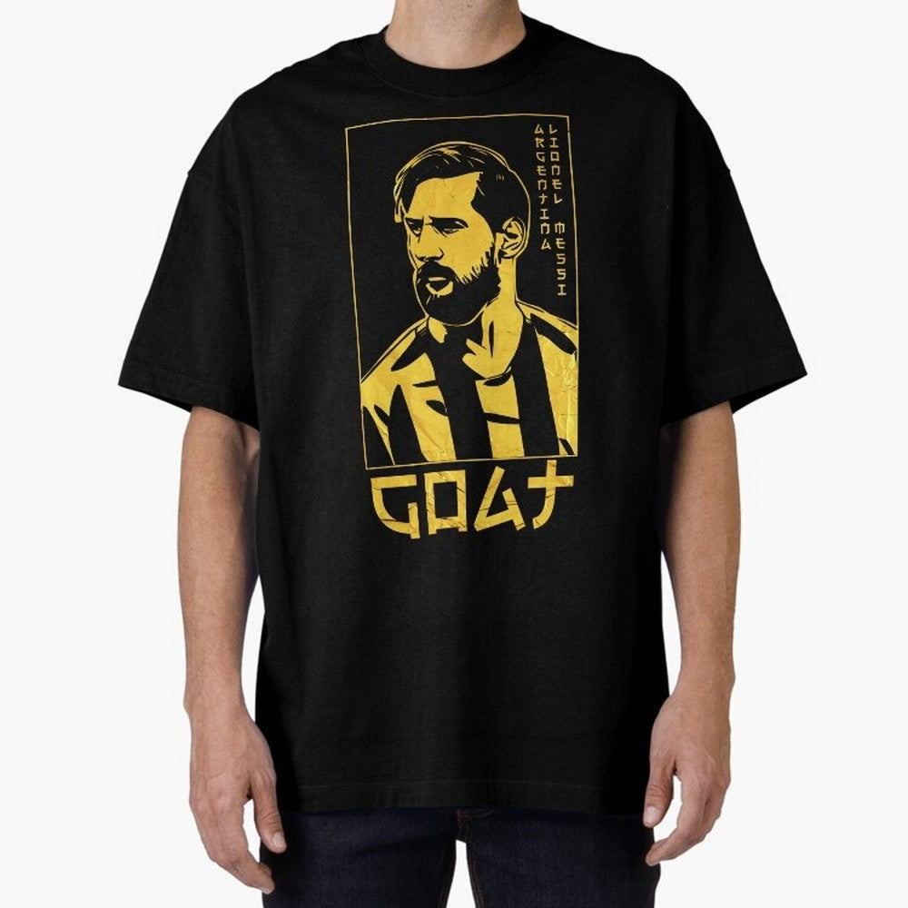 Lionel Messi Golden Style Portrait art illustration Classic T-Shirt Celebrate the Biggest Stage of FIFA World Cup 2026 Inspired by Messi, Argentina, France and Brazil Energy, Worldwide Fan Energy, Dramatic Goals, Stadium Lights and Championship