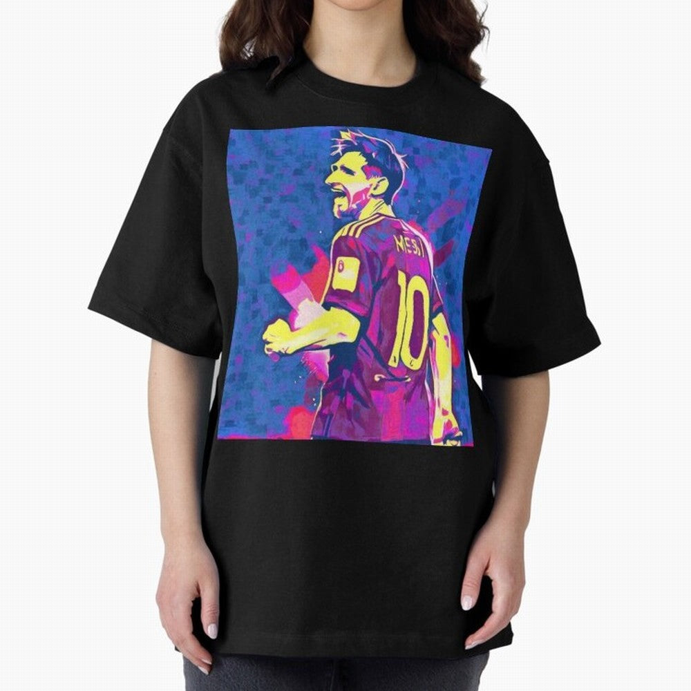Lionel Messi art Oversized T-Shirt Feel the Heartbeat of Match Day Hype around FIFA World Cup 2026, Mbappe and Neymar, France and Portugal, Vintage Soccer Flavor, Modern Football Stars, National Flags and Final Night Emotion; Created for Match Day
