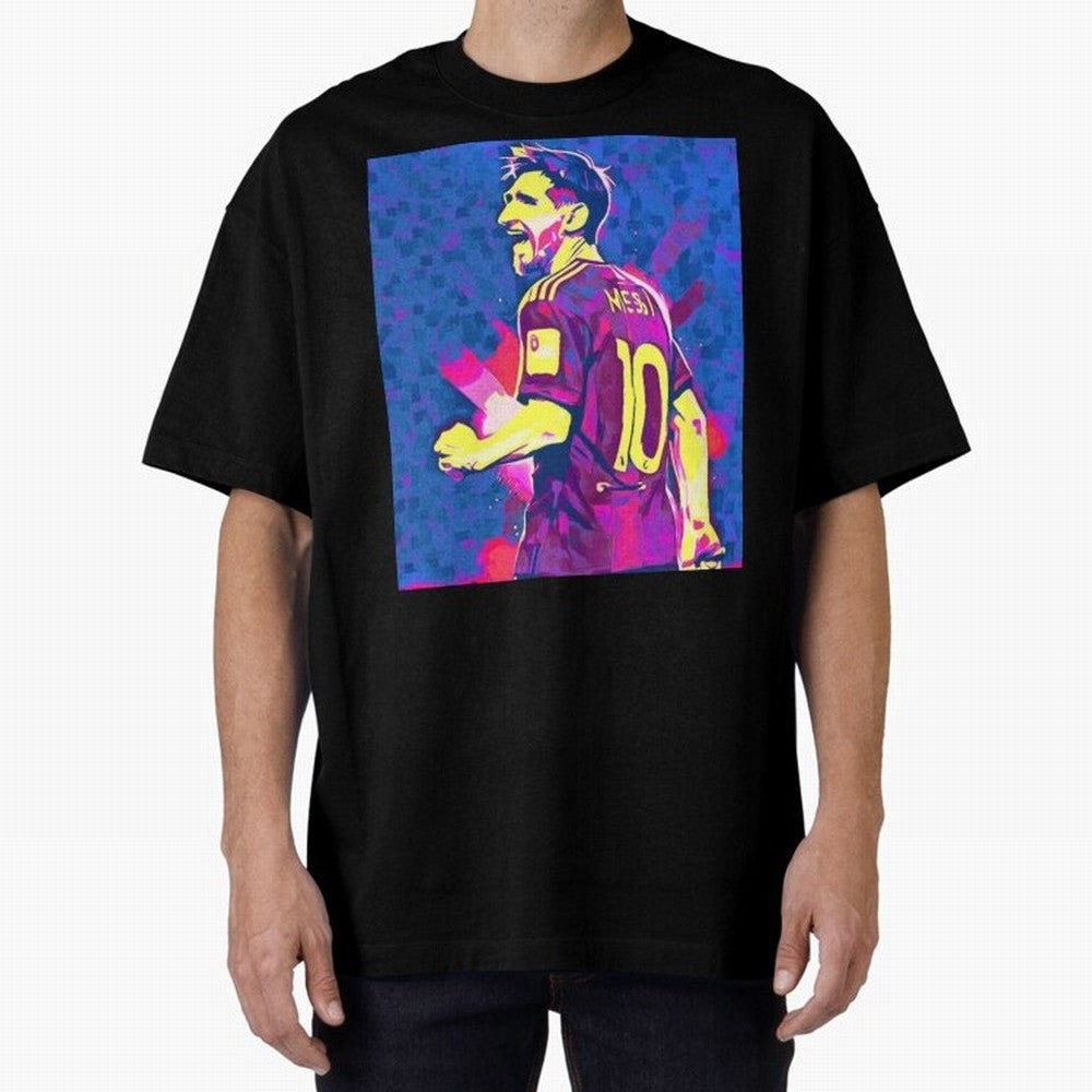 Lionel Messi art Oversized T-Shirt Feel the Heartbeat of Match Day Hype around FIFA World Cup 2026, Mbappe and Neymar, France and Portugal, Vintage Soccer Flavor, Modern Football Stars, National Flags and Final Night Emotion; Created for Match Day