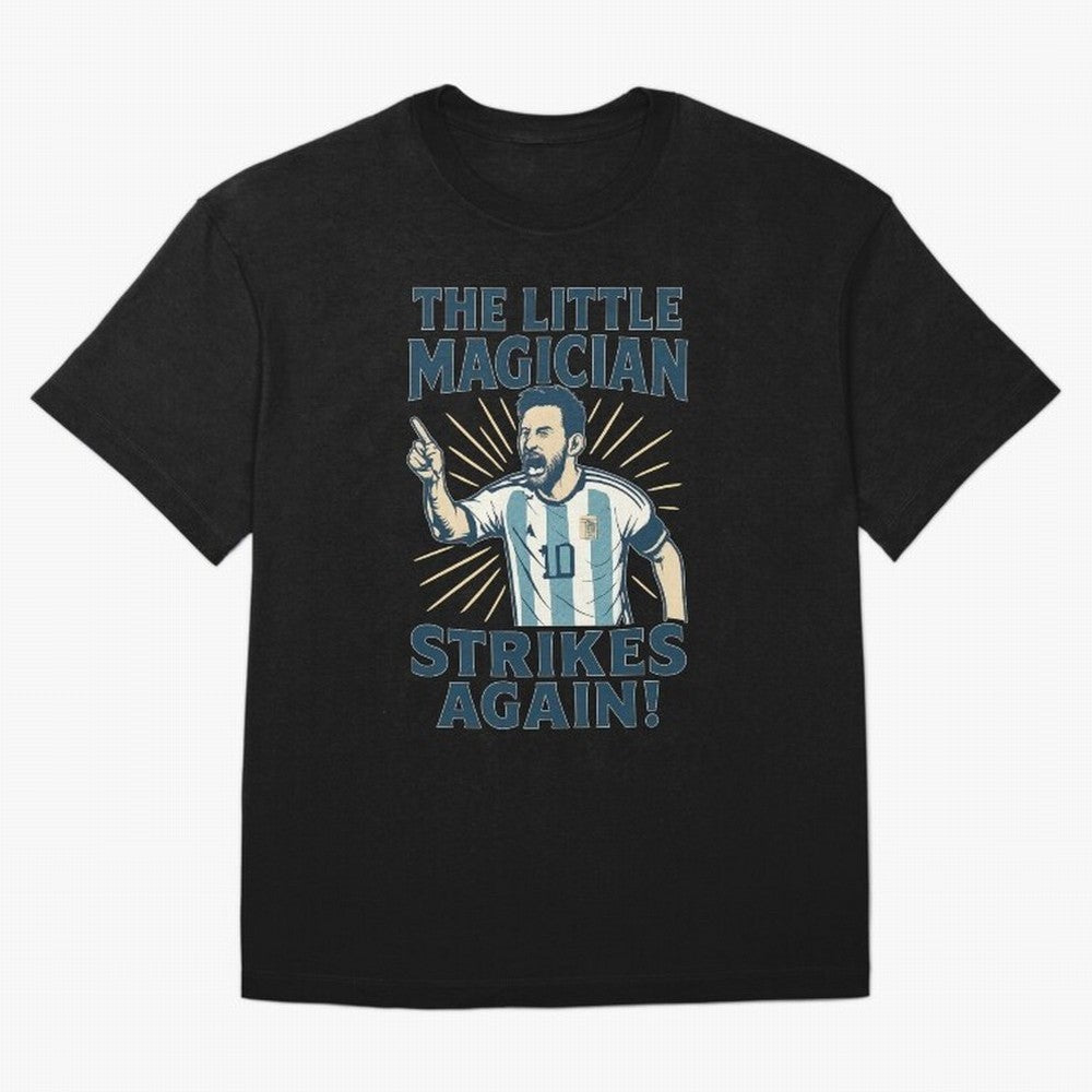 Messi - The Magician Oversized T-Shirt Join FIFA World Cup 2026 USA Canada Mexico for Fans of Neymar and France and Portugal, Bringing Stadium Chants, National Pride, Trophy Dreams and Unforgettable Football Memories; Perfect for Supporters Who