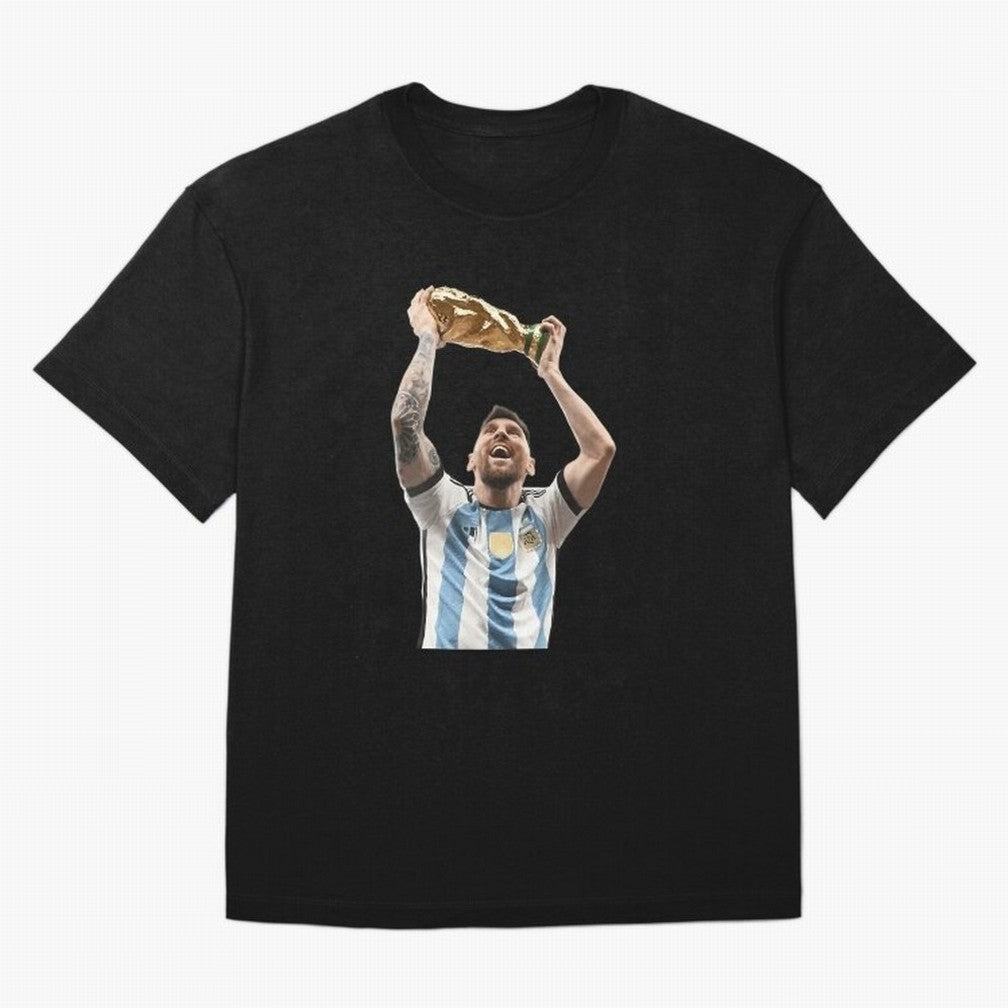 Lionel Messi Lifting The World Cup Essential T-Shirt Treasure FIFA World Cup 2026 Group Stage for Fans of Cristiano Ronaldo and Portugal, Spain and Germany, Bringing Sports Nostalgia, International Competition, Famous Players and Unforgettable