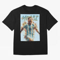 Messi The GOAT Oversized T-Shirt Support Global Football Passion for FIFA World Cup 2026 USA Canada Mexico, Highlighting Haaland, Spain and Netherlands, Retro Football Energy, Iconic Rivalries, Trophy Chase Drama and Stadium Atmosphere; Made for