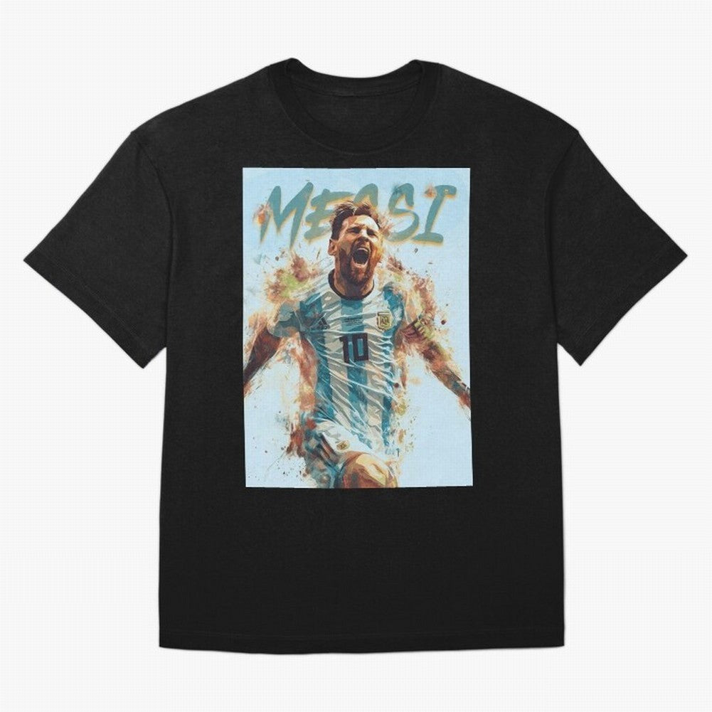Messi The GOAT Oversized T-Shirt Support Global Football Passion for FIFA World Cup 2026 USA Canada Mexico, Highlighting Haaland, Spain and Netherlands, Retro Football Energy, Iconic Rivalries, Trophy Chase Drama and Stadium Atmosphere; Made for
