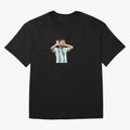 Lionel Messi Argentina Celebration Sticker Oversized T-Shirt Celebrate the FIFA World Cup 2026 USA Canada Mexico Journey through Cristiano Ronaldo, Haaland and CR7 Highlights, Brazil, Portugal and Argentina Pride, Championship Spirit, Famous Goals,