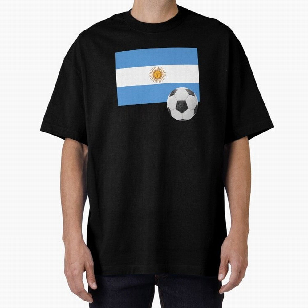 Flag of Argentina with a Football Oversized T-Shirt Celebrate Classic Football Spirit in FIFA World Cup 2026 Group Stage for Fans of Messi, CR7 and Mbappe and Spain, Bringing Fan Favorite Moments, National Team Passion, Big Match Drama and Soccer