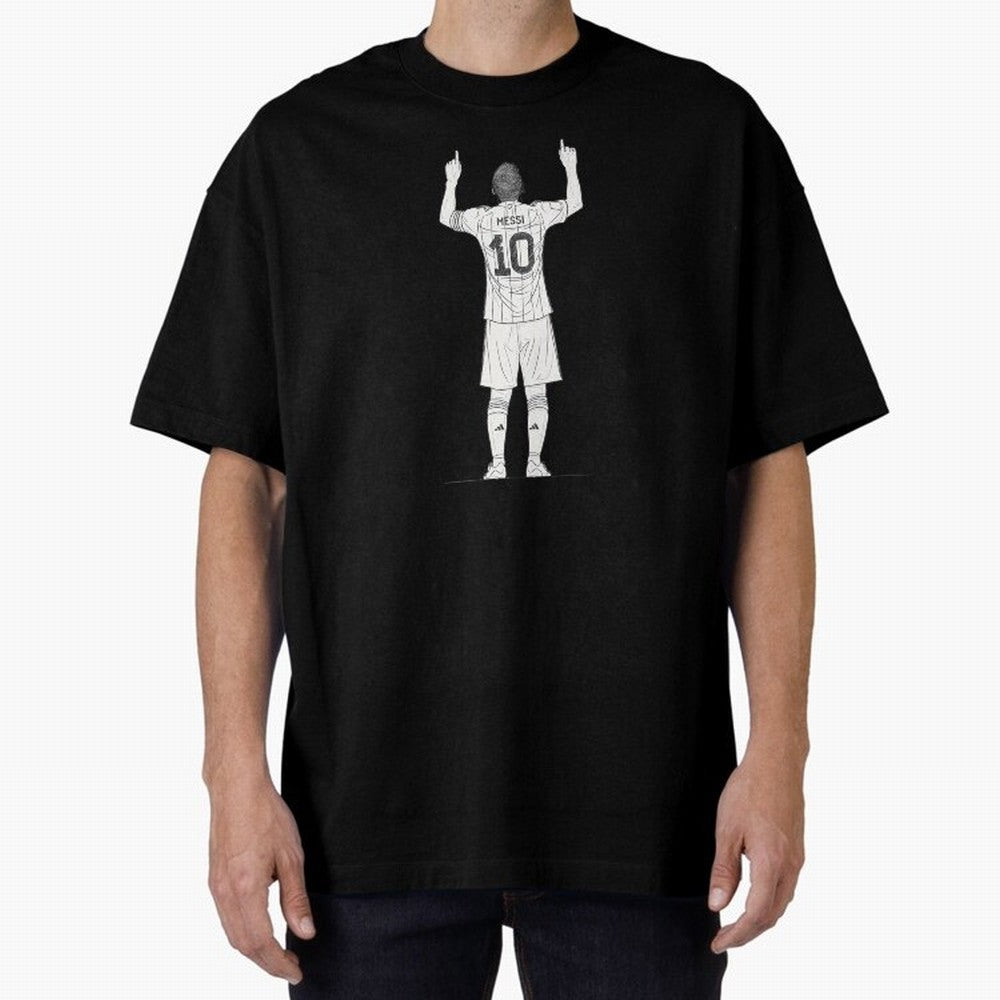 Lionel Messi minimalist sketch Oversized T-Shirt Show Fan Pride Across FIFA World Cup 2026 Group Stage for Fans of Cristiano Ronaldo, Haaland and CR7 and Germany, Bringing Stadium Chants, National Pride, Trophy Dreams and Unforgettable Football
