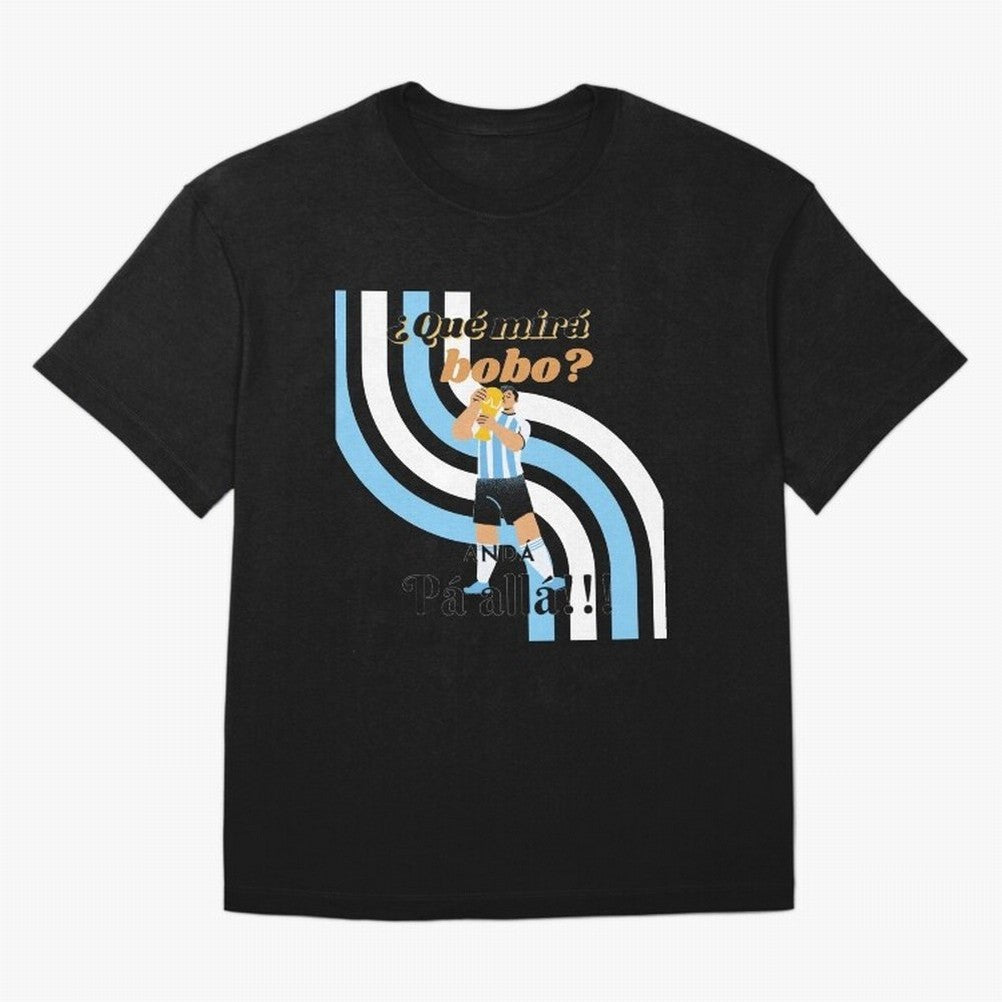 Vintage Messi Argentina Que Mira Bobo Oversized T-Shirt Live for the Drama of FIFA World Cup 2026 USA Canada Mexico Capturing Haaland and Mbappe, Portugal, Spain and Germany Energy, Football Festival Excitement, Trophy Ambitions, Country Rivalries