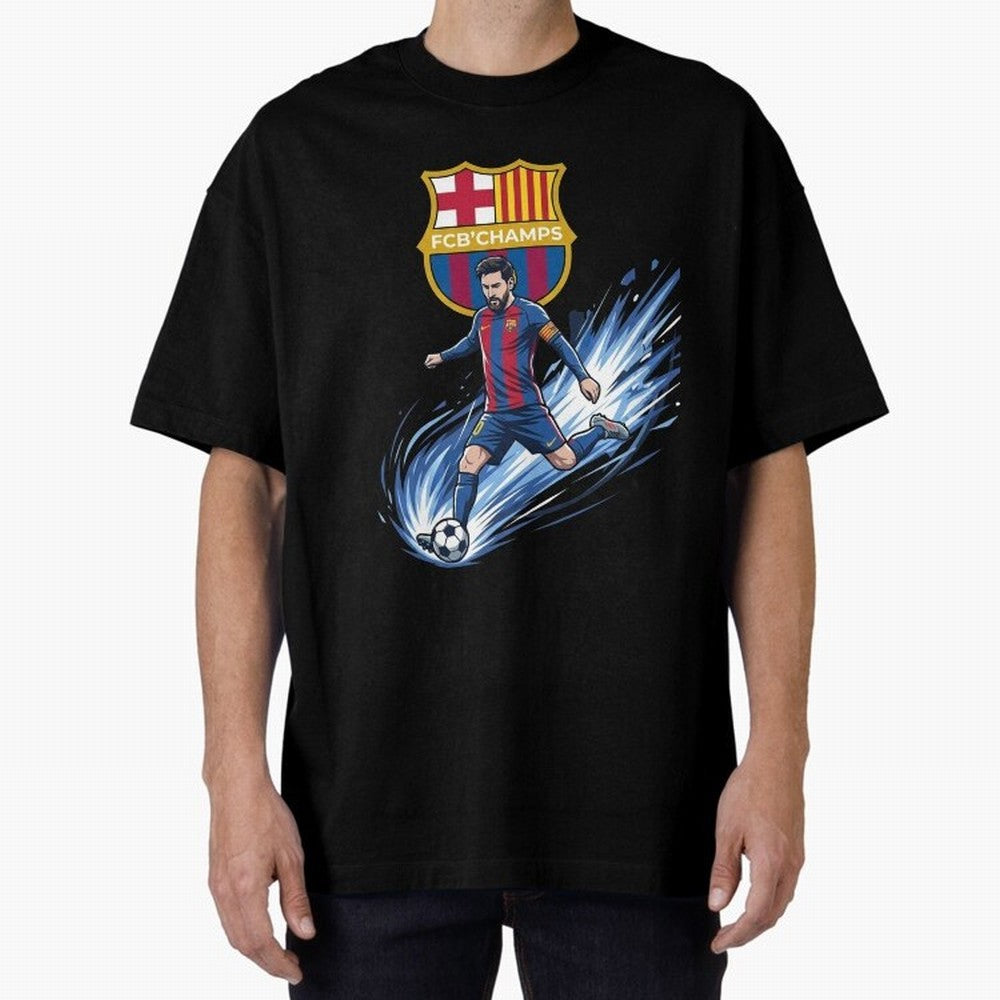 FC Barcelona Champs - The Goat Edition Oversized T-Shirt Mark Global Football Passion for FIFA World Cup 2026, Capturing Cristiano Ronaldo, England and Germany, Classic Soccer Heritage, Championship Pressure, Fan Loyalty and International Pride;