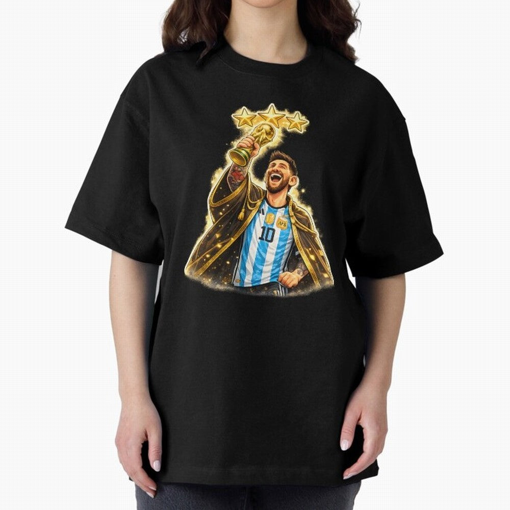 Messi King of Football World Champion ¨C Argentina 3 Stars Trophy Celebration Classic T-Shirt Unlock the FIFA World Cup 2026 Group Stage Journey through Messi, CR7 and Mbappe Highlights, France and Portugal Pride, Game Day Rituals, Football