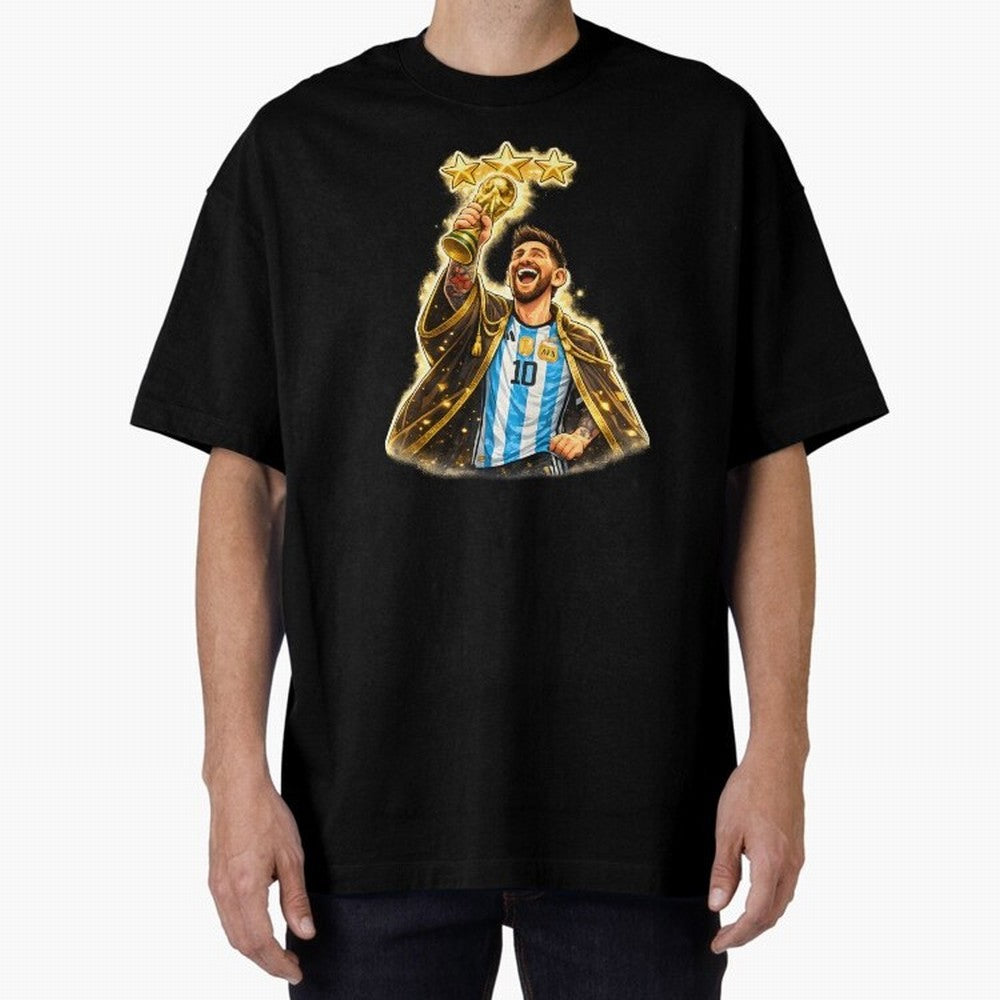 Messi King of Football World Champion ¨C Argentina 3 Stars Trophy Celebration Classic T-Shirt Unlock the FIFA World Cup 2026 Group Stage Journey through Messi, CR7 and Mbappe Highlights, France and Portugal Pride, Game Day Rituals, Football