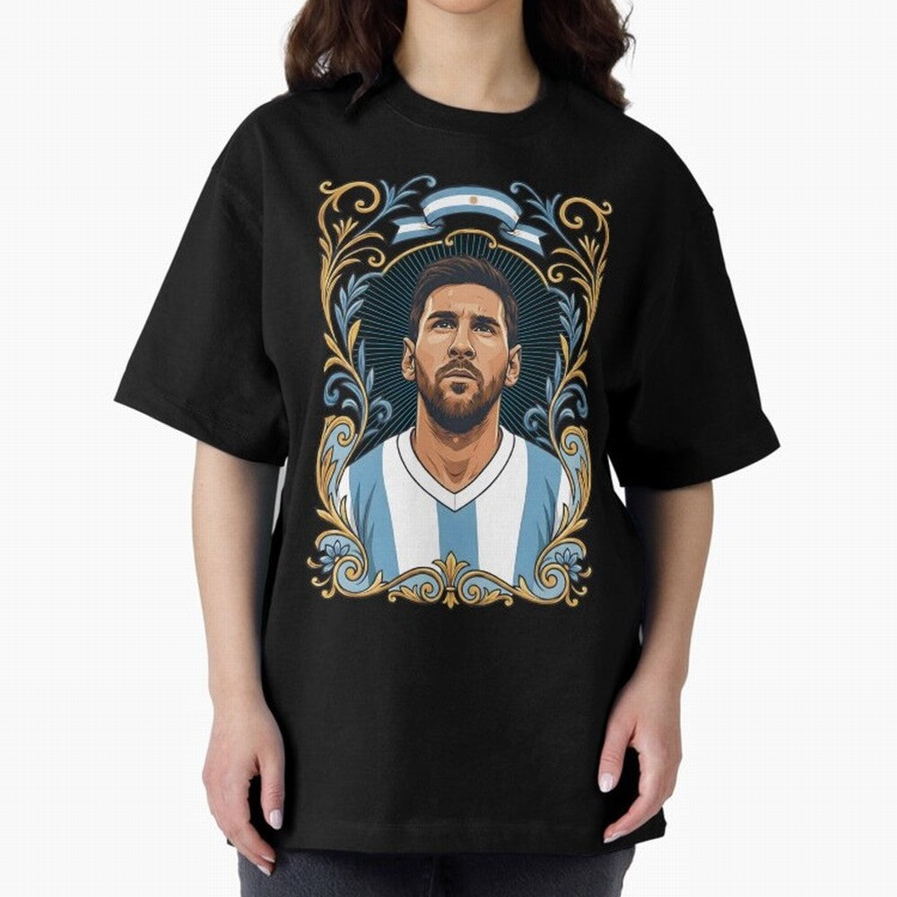 Lionel Messi Argentina Football Legend - Ornate Portrait Classic T-Shirt Honor the Football Icons of FIFA World Cup 2026 USA Canada Mexico for Fans of Neymar and England, Bringing Classic Soccer Heritage, Championship Pressure, Fan Loyalty and