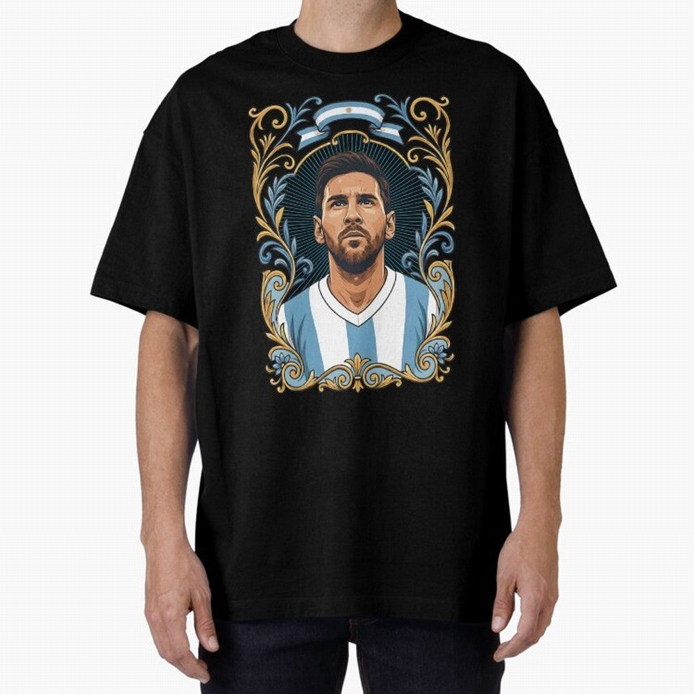 Lionel Messi Argentina Football Legend - Ornate Portrait Classic T-Shirt Honor the Football Icons of FIFA World Cup 2026 USA Canada Mexico for Fans of Neymar and England, Bringing Classic Soccer Heritage, Championship Pressure, Fan Loyalty and