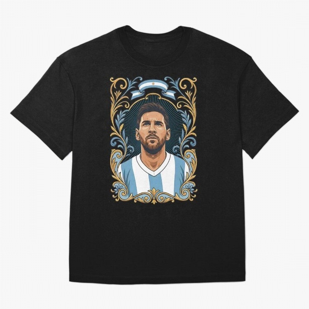 Lionel Messi Argentina Football Legend - Ornate Portrait Classic T-Shirt Honor the Football Icons of FIFA World Cup 2026 USA Canada Mexico for Fans of Neymar and England, Bringing Classic Soccer Heritage, Championship Pressure, Fan Loyalty and