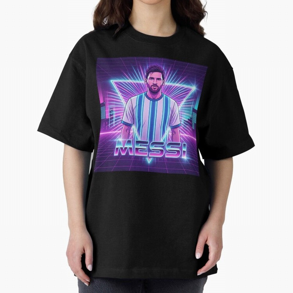 ?Argentina Football Legend Messi Cyberpunk Retro Futurist Design (Version 5) Classic T-Shirt Show Championship Spirit for FIFA World Cup 2026 USA Canada Mexico Centered on Messi and Cristiano Ronaldo, Netherlands Energy, Global Supporter Spirit,