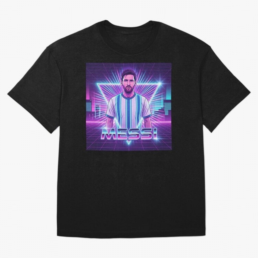?Argentina Football Legend Messi Cyberpunk Retro Futurist Design (Version 5) Classic T-Shirt Show Championship Spirit for FIFA World Cup 2026 USA Canada Mexico Centered on Messi and Cristiano Ronaldo, Netherlands Energy, Global Supporter Spirit,
