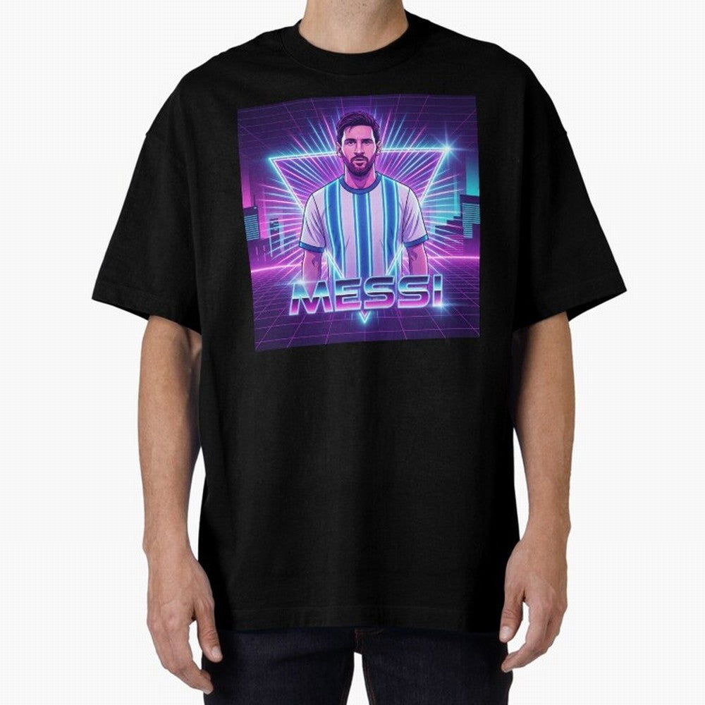 ?Argentina Football Legend Messi Cyberpunk Retro Futurist Design (Version 5) Classic T-Shirt Show Championship Spirit for FIFA World Cup 2026 USA Canada Mexico Centered on Messi and Cristiano Ronaldo, Netherlands Energy, Global Supporter Spirit,