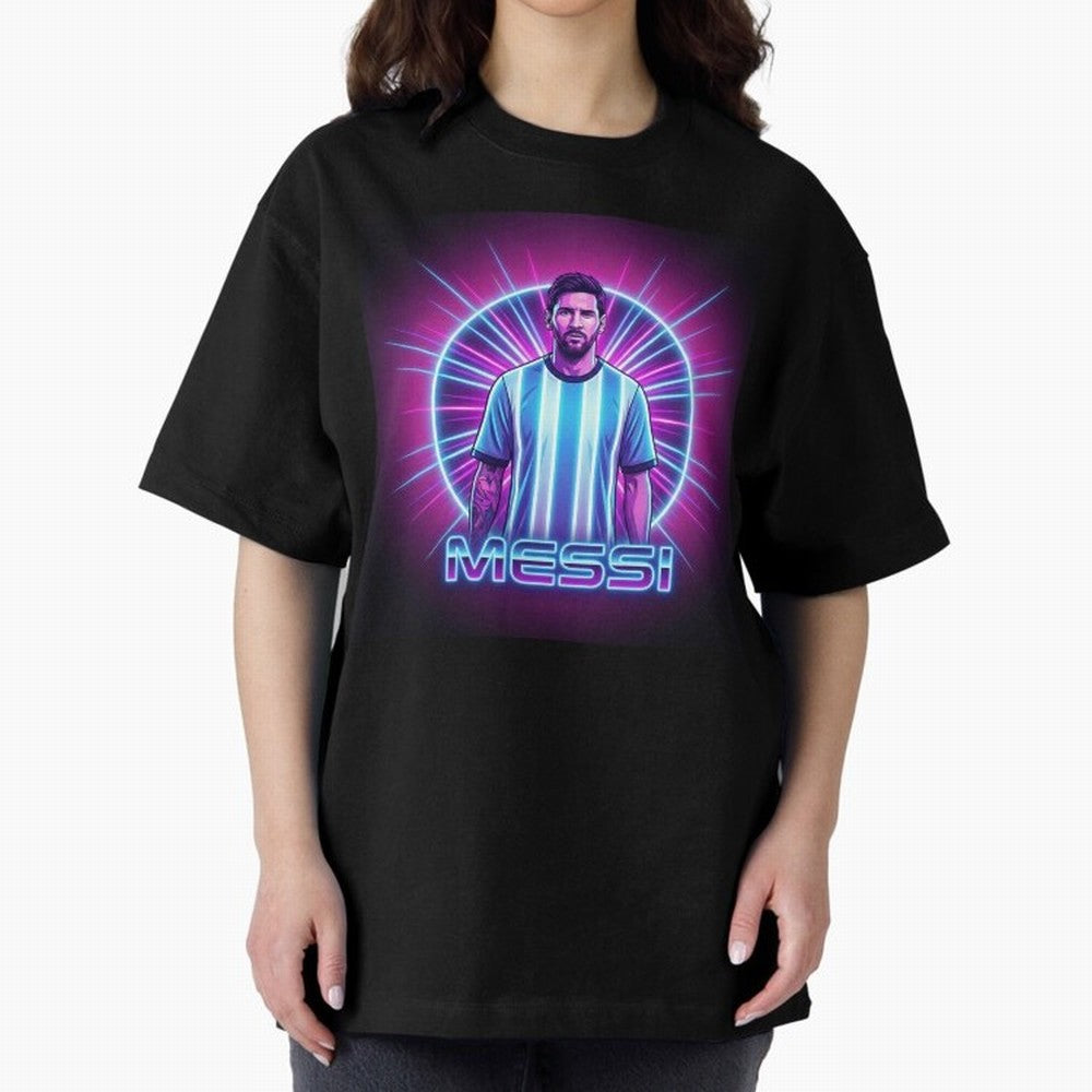 ?Argentina Football Legend Messi Cyberpunk Retro Futurist Design (Version 4) Classic T-Shirt Carry National Pride through the FIFA World Cup 2026 Journey through Cristiano Ronaldo Highlights, Brazil, Portugal and Argentina Pride, Goal Celebration