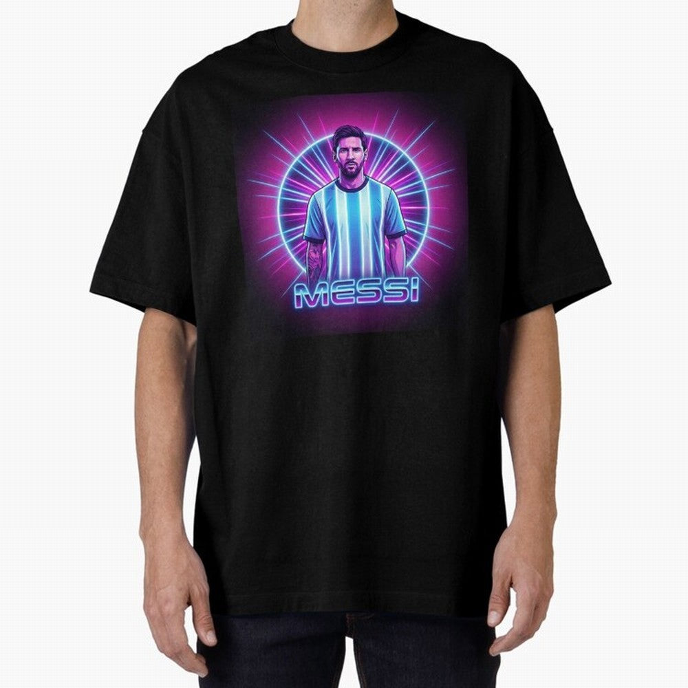 ?Argentina Football Legend Messi Cyberpunk Retro Futurist Design (Version 4) Classic T-Shirt Carry National Pride through the FIFA World Cup 2026 Journey through Cristiano Ronaldo Highlights, Brazil, Portugal and Argentina Pride, Goal Celebration