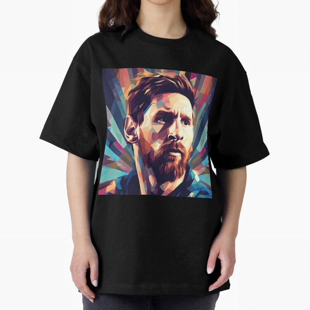 Lionel Messi Portrait Abstract Digital Art Football Player Classic T-Shirt Bring Champion Energy into FIFA World Cup 2026 USA Canada Mexico for Fans of Messi and Portugal, Spain and Germany, Bringing Sports Nostalgia, International Competition,