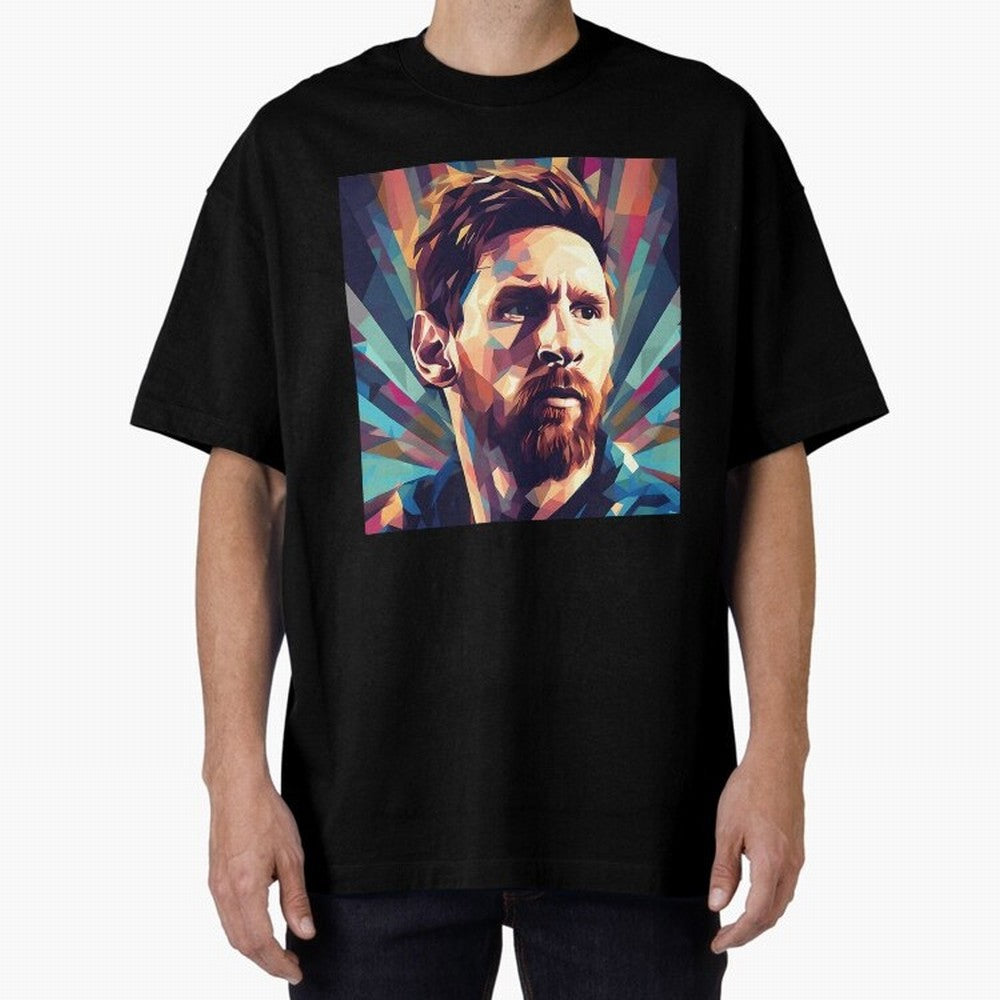 Lionel Messi Portrait Abstract Digital Art Football Player Classic T-Shirt Bring Champion Energy into FIFA World Cup 2026 USA Canada Mexico for Fans of Messi and Portugal, Spain and Germany, Bringing Sports Nostalgia, International Competition,