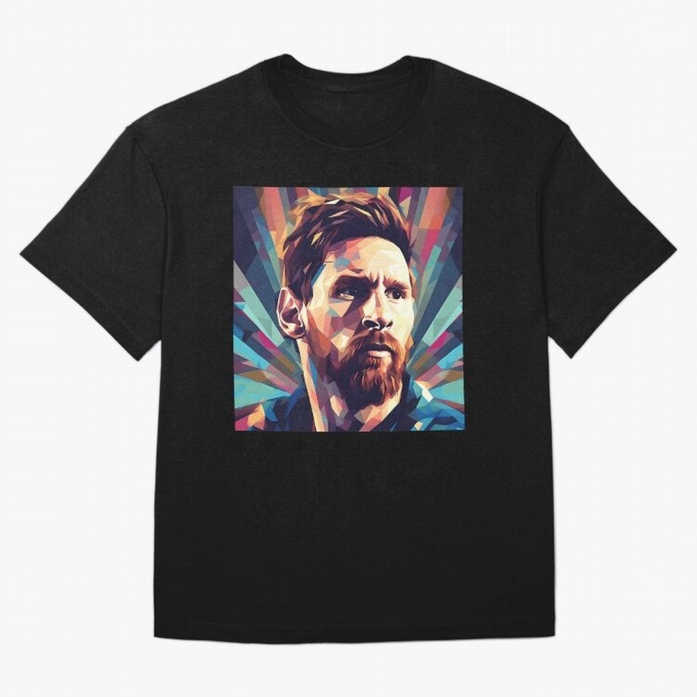 Lionel Messi Portrait Abstract Digital Art Football Player Classic T-Shirt Bring Champion Energy into FIFA World Cup 2026 USA Canada Mexico for Fans of Messi and Portugal, Spain and Germany, Bringing Sports Nostalgia, International Competition,