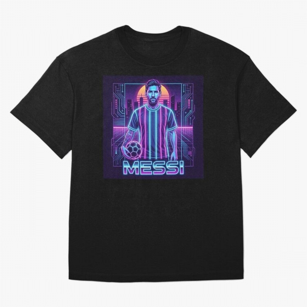 ?Argentina Football Legend Messi Cyberpunk Retro Futurist Design (Version 3) Classic T-Shirt Bring Champion Energy into the FIFA World Cup 2026 Journey through Messi, Neymar and Mbappe Highlights, Brazil, Portugal and Argentina Pride, Football
