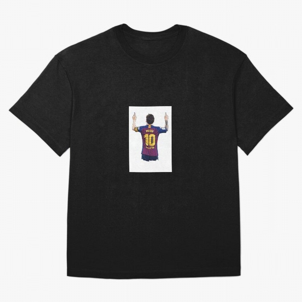 Lionel Messi Celebration Outline Barcelona FC Oversized T-Shirt Celebrate the Biggest Stage of FIFA World Cup 2026 USA Canada Mexico with Cristiano Ronaldo, Spain and Netherlands Energy, Football Festival Excitement, Trophy Ambitions, Country