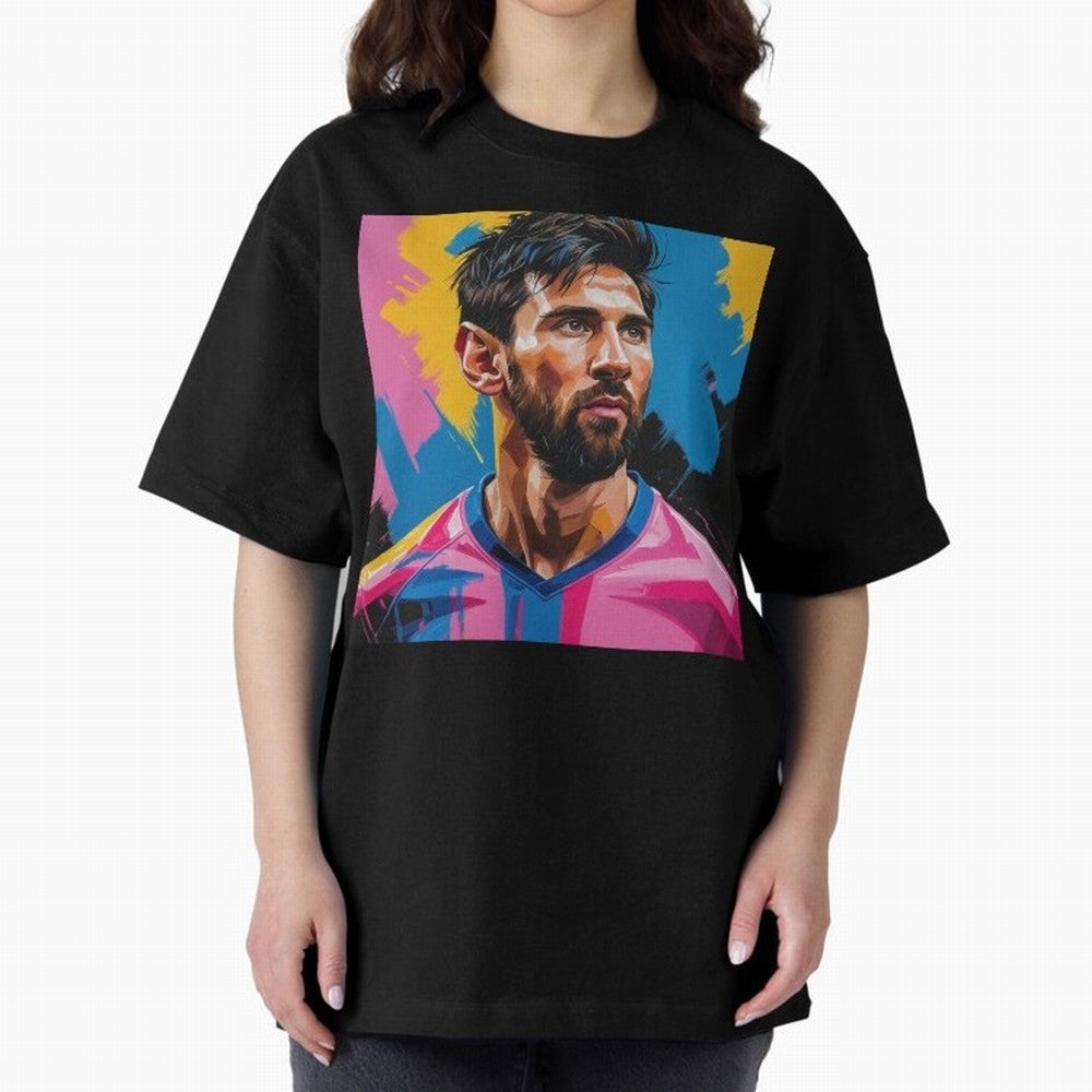 Vibrant Artistic Digital Painting Portrait of Lionel Messi (GOAT) Classic T-Shirt Relive FIFA World Cup 2026 Group Stage Spirit, Featuring Portugal, Spain and Germany, Neymar, Haaland and Cristiano Ronaldo, Football Festival Excitement, Trophy
