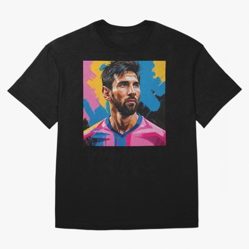 Vibrant Artistic Digital Painting Portrait of Lionel Messi (GOAT) Classic T-Shirt Relive FIFA World Cup 2026 Group Stage Spirit, Featuring Portugal, Spain and Germany, Neymar, Haaland and Cristiano Ronaldo, Football Festival Excitement, Trophy