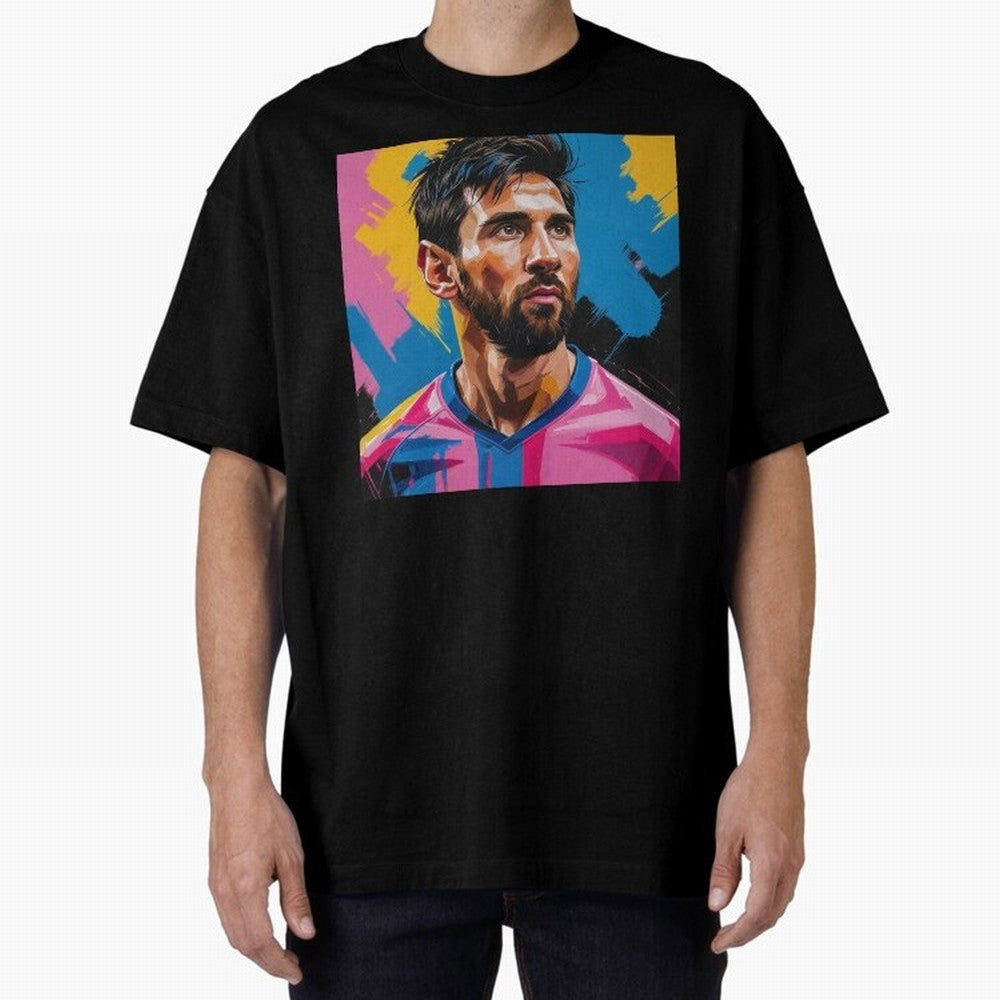 Vibrant Artistic Digital Painting Portrait of Lionel Messi (GOAT) Classic T-Shirt Relive FIFA World Cup 2026 Group Stage Spirit, Featuring Portugal, Spain and Germany, Neymar, Haaland and Cristiano Ronaldo, Football Festival Excitement, Trophy