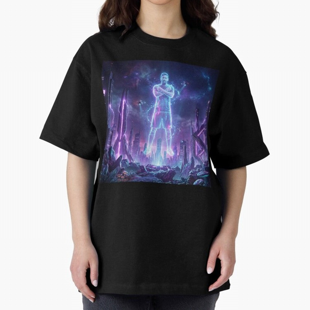 Lionel Messi (GOAT) Hologram in Futuristic Cyberpunk City Classic T-Shirt Bring Retro Soccer Energy to the FIFA World Cup 2026 Journey through Neymar Highlights, Germany Pride, Soccer Culture, Superstar Moments, National Team Dreams and Competitive