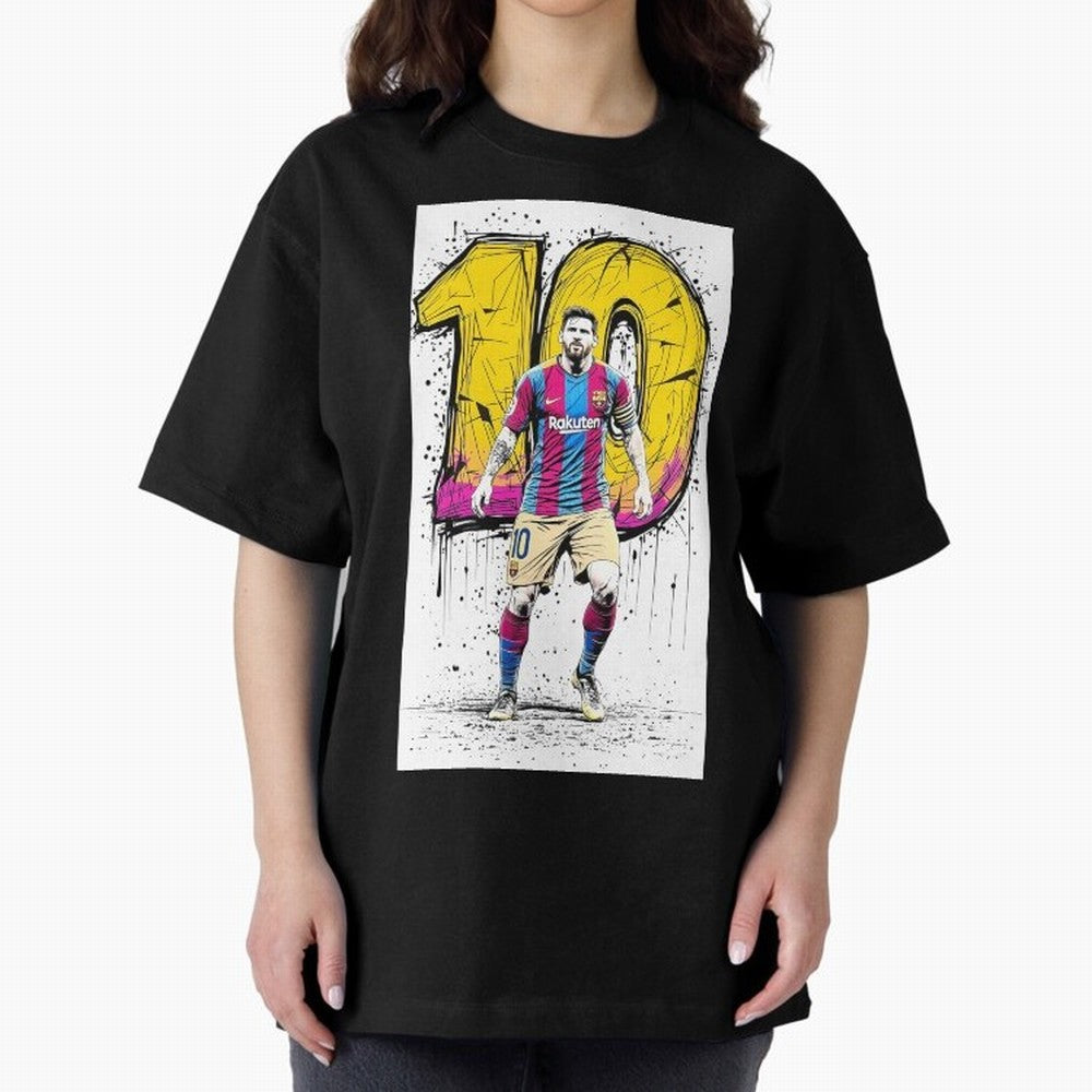 Lionel Messi Barcelona 10 Fan Art Oversized T-Shirt Make Game Day About Match Day Hype around FIFA World Cup 2026, Messi, Neymar and Mbappe, Portugal, Supporter Pride, Iconic Celebrations, Legendary Names and Global Match Day Energy; Built for