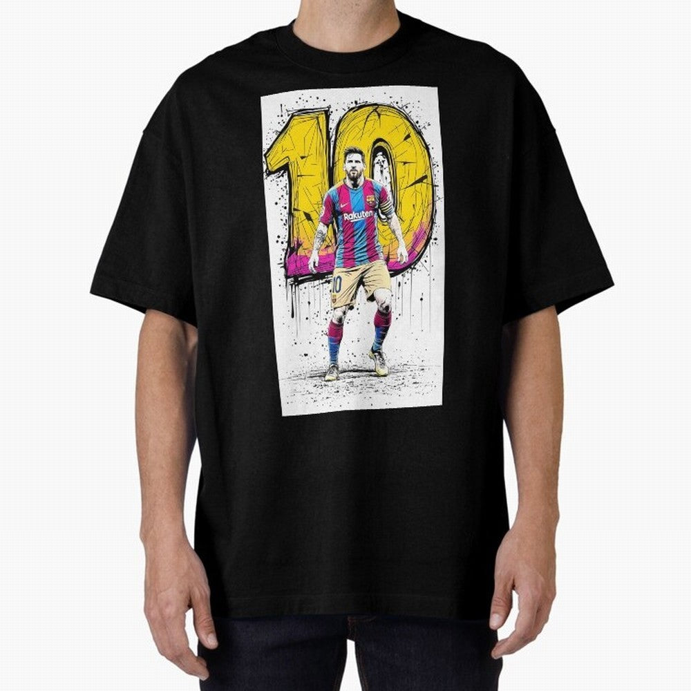 Lionel Messi Barcelona 10 Fan Art Oversized T-Shirt Make Game Day About Match Day Hype around FIFA World Cup 2026, Messi, Neymar and Mbappe, Portugal, Supporter Pride, Iconic Celebrations, Legendary Names and Global Match Day Energy; Built for