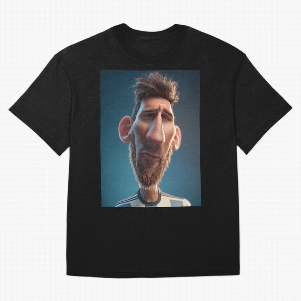 Lionel Messi Funny Soccer Cartoon Football Star Oversized T-Shirt Spotlight FIFA World Cup 2026 Group Stage Highlighting Haaland and Mbappe, France Energy, Game Day Rituals, Football Legends, Country Pride and the Road to the Final; Great for