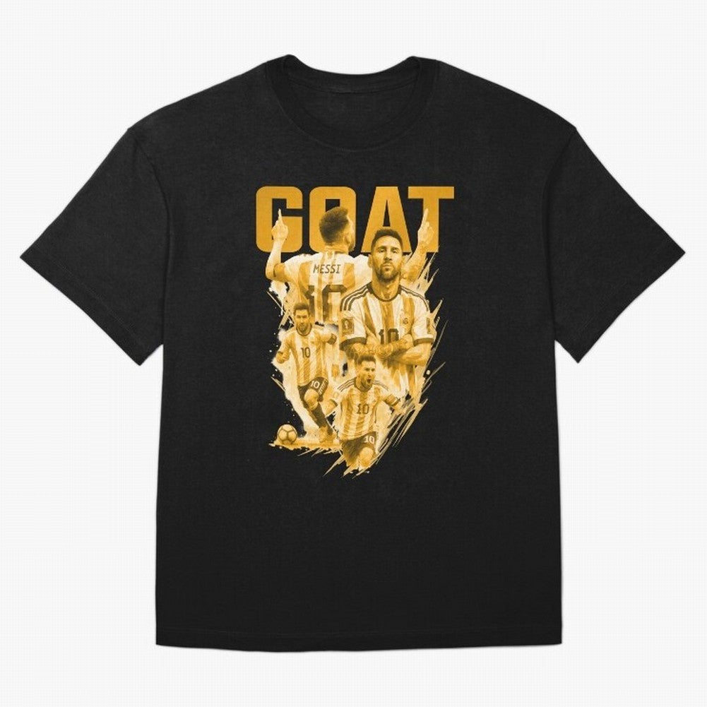GOLD GOAT Lionel Messi watercolor illustration Oversized T-Shirt Represent Football Lovers during FIFA World Cup 2026 Made for CR7 and Messi, Brazil, Portugal and Argentina Energy, Football History, Final Match Energy, Crowd Noise and Once in a
